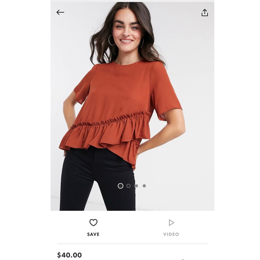 ASOS DESIGN ruffle hem tee in terracotta